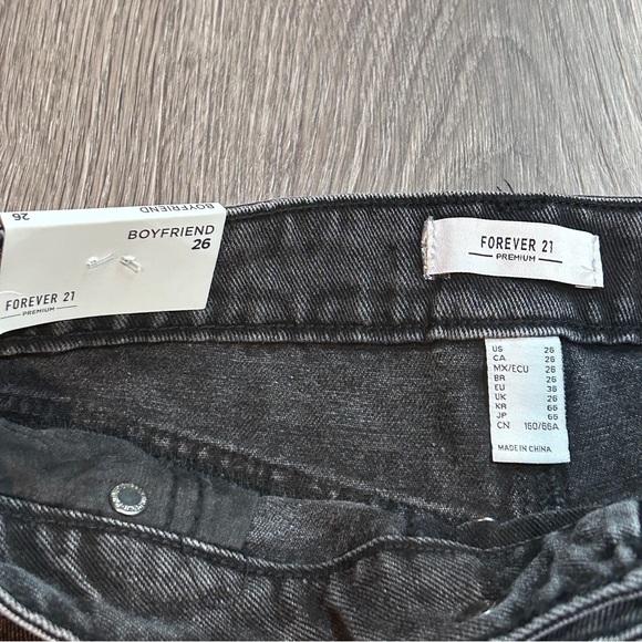 Button fly Boyfriend jeans Sz 26 Distressed Black high rise wide leg - Picture 5 of 12